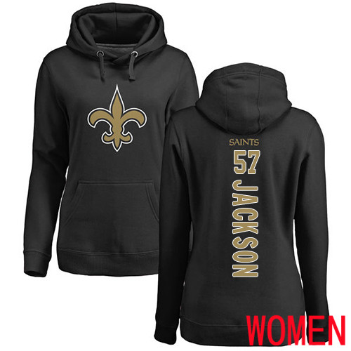 New Orleans Saints Black Women Rickey Jackson Backer NFL Football 57 Pullover Hoodie Sweatshirts